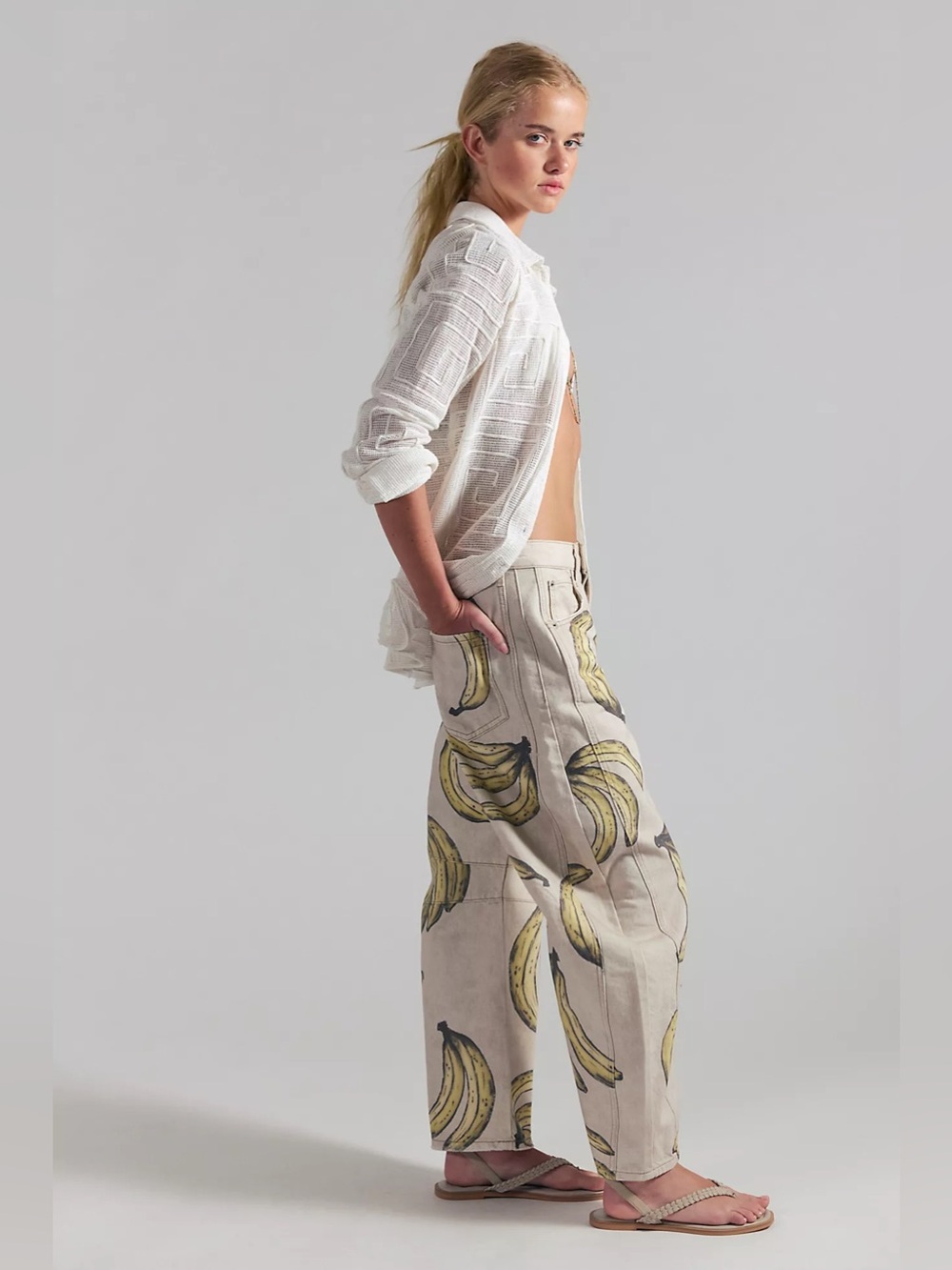 NWOT! Free People Good Luck Printed Barrel Jeans Sz 25/27/28 - Picture 4 of 5